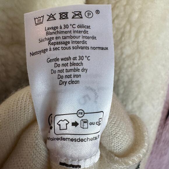 Octobre Editions Callan Fleece Jacket Pullover Ecru/Green XL Fall Winter Classic - Picture 9 of 9